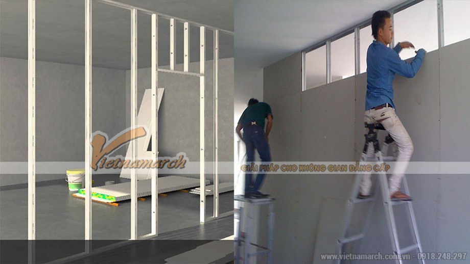 Khung xương vách thạch cao 2 mặt chất lượng
